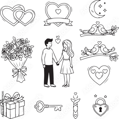 Valentines day symbols Stock Vector