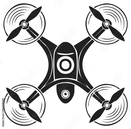 Isolated Drone Symbol Icon Representing Unmanned Aerial Vehicle Technology Concept in Flat Design