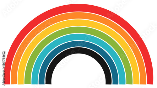 Colorful Rainbow Illustration: Vibrant Arcs of Red, Orange, Yellow, Green, Blue and Black