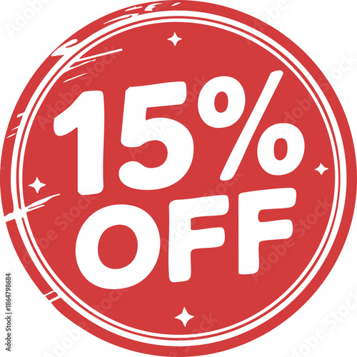 15% Off Red Sale Badge Discount Sticker