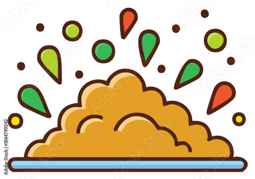 Colorful gulal powder exploding from a plate for the Holi festival celebration