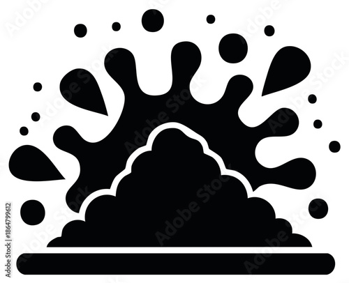 Dynamic Black Mud Dirt Splash Eruption Icon Stylized Graphic