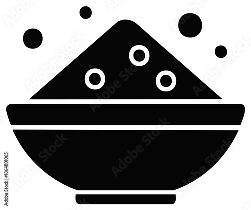 Bowl of rising dough or fizzing powder simple black and white vector glyph icon