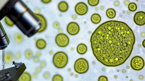 Nitrogen fixing bacteria cultures under microscope a lab