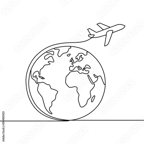 Airplane Flying Around Earth Illustration