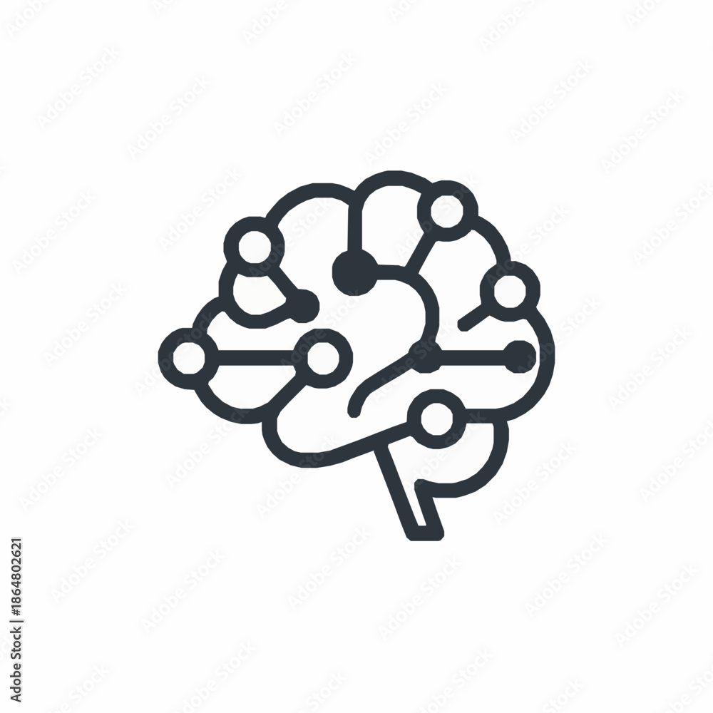 Obraz premium AI brain icon vector illustration with minimal flat artificial intelligence symbol isolated on white
