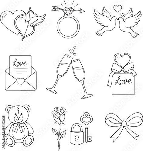 Valentines day symbols Stock Vector