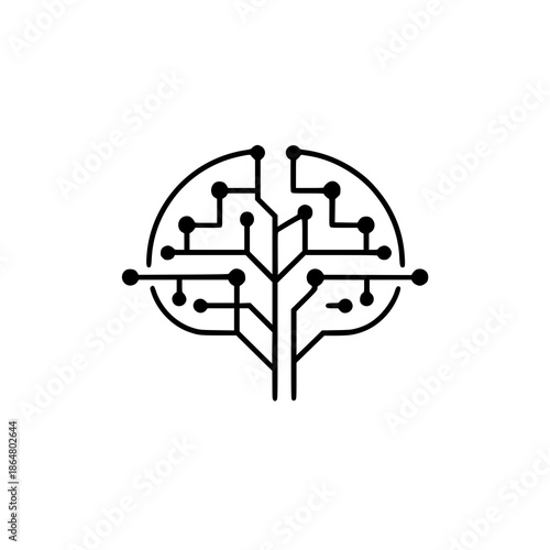 Abstract AI brain vector icon representing neural network and digital intelligence isolated on white