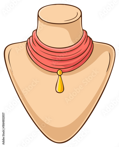 Elegant display mannequin showcasing a coral necklace with a pendant