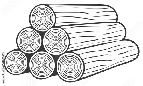 Stack of Cut Wood Logs with Visible Rings and Grain Texture