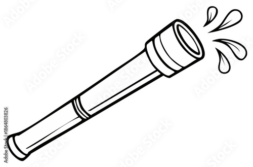Outline Illustration of a Flashlight Shining Brightly with Light Beams