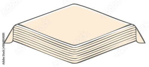 Neat stack of folded cream colored cloth napkins or linens vector illustration