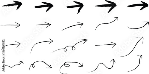 Collection of diverse hand-drawn arrows indicating direction and flow Vector