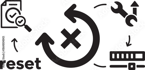 Reset concept with arrows and tools icon
