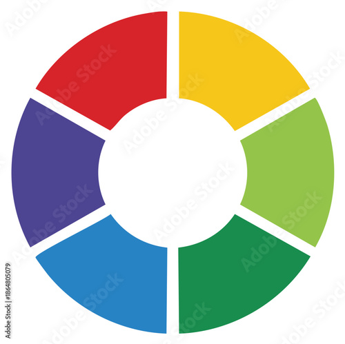 Vibrant six-segment donut chart ring displaying colorful data division options