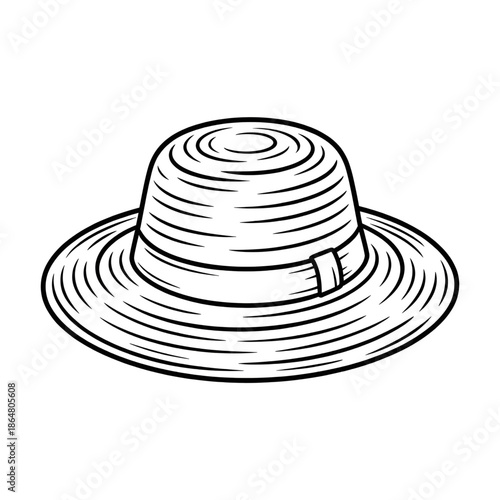 A straw hat illustration vector style of a coloring page