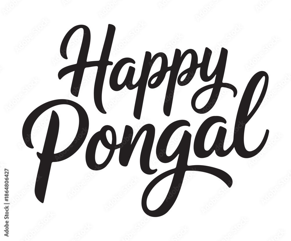 Naklejka premium Happy Pongal Greeting Isolated on White Background