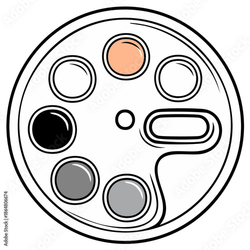 Stylized Vintage Film Reel with Colors and Empty Slot Film Industry Icon