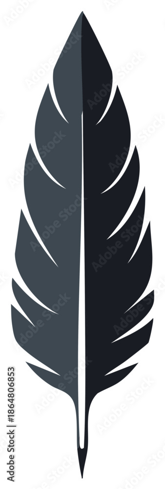 Obraz premium Majestic Stylized Dark Gray Feather Illustration Elegant Vector Design Symbolizing Creativity Writing and Natural Beauty