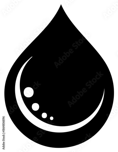 Stylized water drop icon featuring internal curve and circles graphic element liquid symbol design