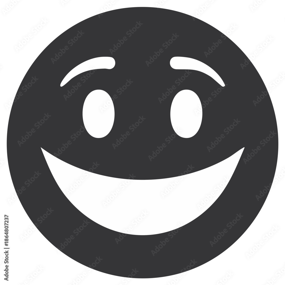 Fototapeta premium Simple black and white smiley face icon expressing happiness joy and positive emotion