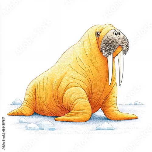 Wallpaper Mural Playful Orange Walrus on Snowy Ground Torontodigital.ca