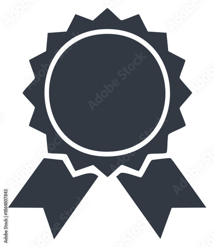 Silhouette of a medal with a ribbon on a white background symbolizing achievement and recognition
