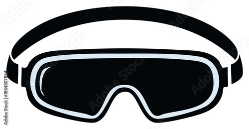 Black and white safety goggles illustration. Vector design for work and sport