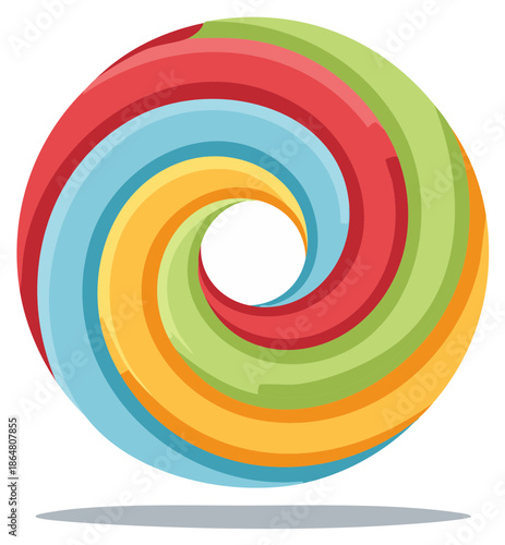 Colorful Swirling Circle Shape: Abstract Vortex Graphic with Vibrant Spiraling Bands