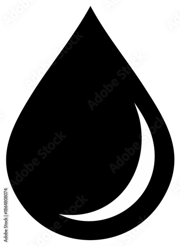 Bold black teardrop or liquid drop icon with elegant white crescent reflection symbol