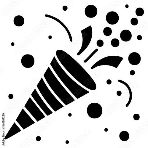 Party popper illustration with confetti and streamers celebrating special occasions