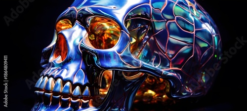 realistic photo of a glossy skull