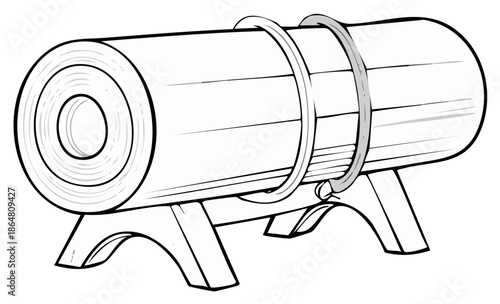 Illustrated Cartoon-Styled Cannon on Stand ready to be fired: Isolated on white background