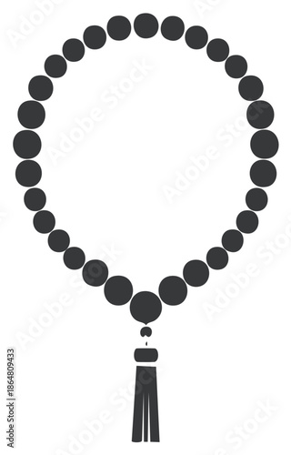 Prayer Beads Illustration: Simple Graphic of Traditional Meditation Beads with Tassel for Religious and Mindfulness Practices