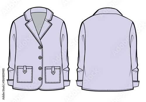Boys blazer jackets vector design technical illustration by adobe illustrator.