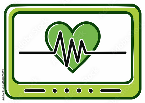 Heart monitor with a heart symbol and a cardiogram medical health symbol