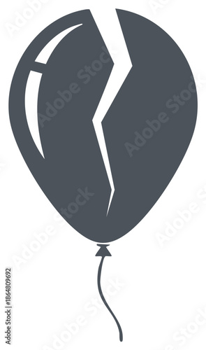 Dark gray broken balloon icon symbolizing disappointment or a burst bubble economy