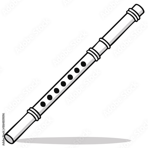 Simple White Recorder Flute Musical Instrument Illustration
