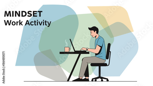 motivational mindset work activity illustration emphasizing positive thinking and productivity