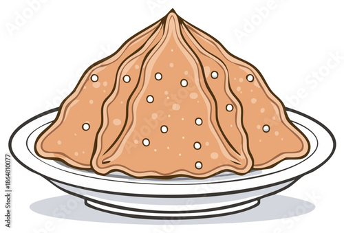 Delicious Traditional Indian Papad Crisps Stacked on a White Plate, Asian Snack Food Illustration