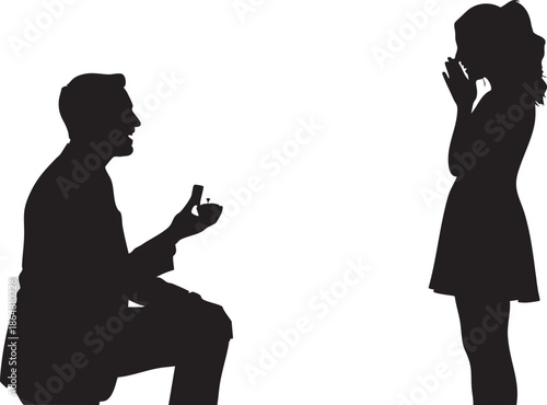 Man proposing to woman with ring on one knee proposal engagement