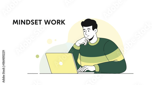 Inspirational illustration emphasizing positive mindset work and mental attitude development