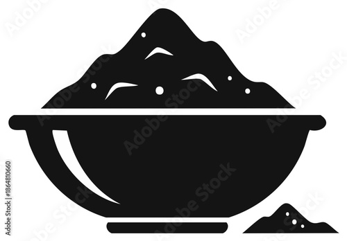 Bowl Filled with Powder Pile Silhouette Graphic Ingredient Preparation Recipe Baking Flour Dust Icon