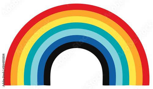 Bright Rainbow Arch with Bold Colorful Stripes and White Background