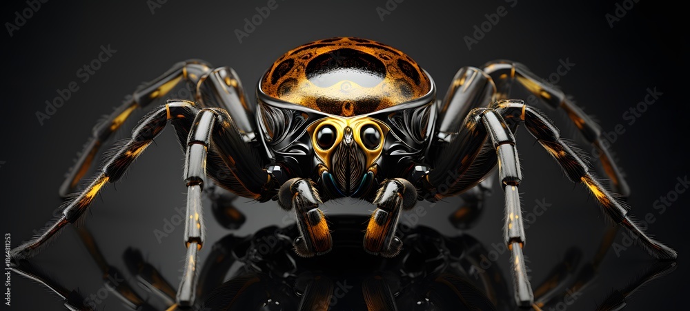 Fototapeta premium realistic photo of a glossy spider ,generative AI