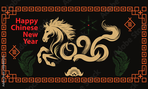 Festive Horse and 2026 for Chinese New Year Celebration