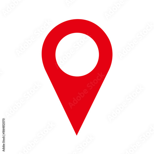 Red location pin icon representing map marker and navigation point