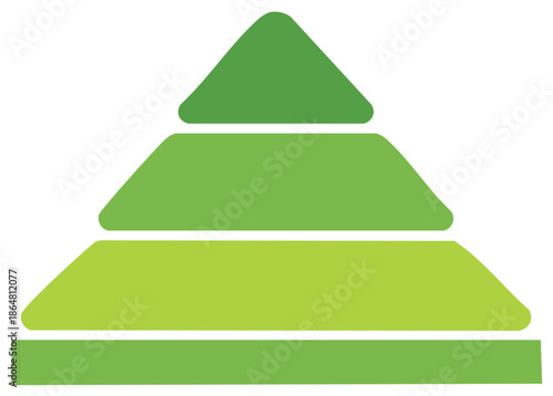 Green layered pyramid chart with four levels for business infographics or growth diagram