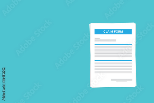 Application claim form, vector graphic illustration image, tax, mortgage, loan, document, paper, list illustration, bank statement agreement, survey questionnaire