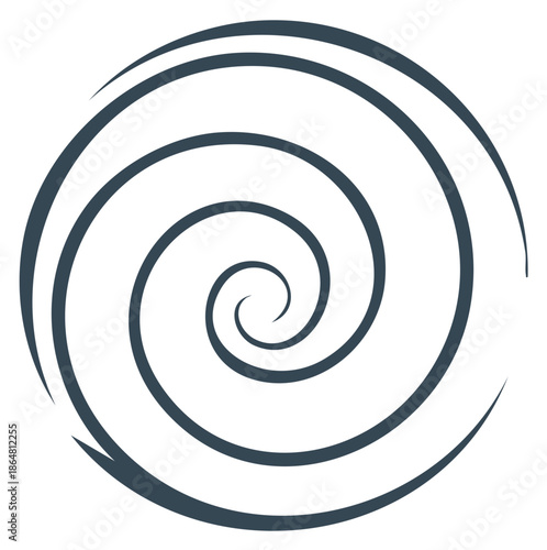 Abstract Dark Blue Swirl Pattern on White Background, Dynamic Spiral Motion Graphic